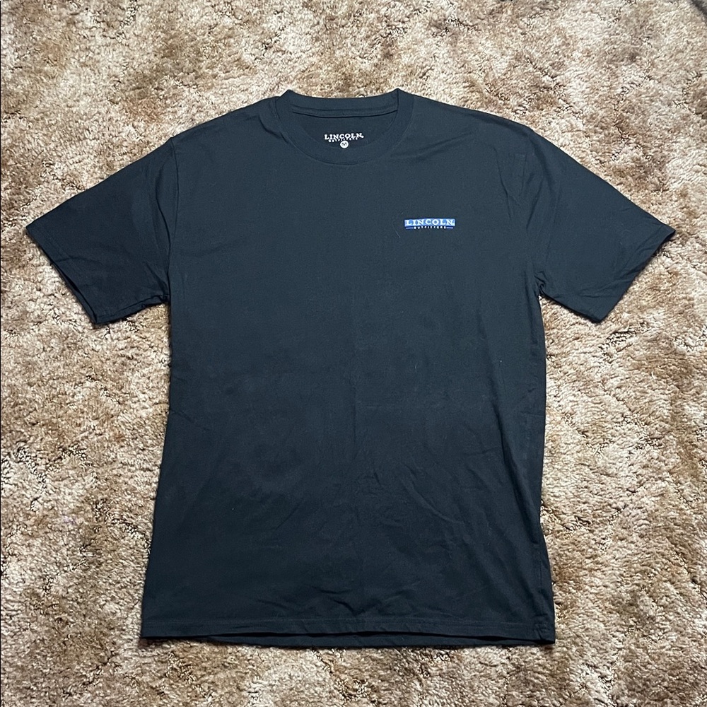 Lincoln Outfitters Black & Blue American Flag‎ Welding Tee Shirt Size Medium